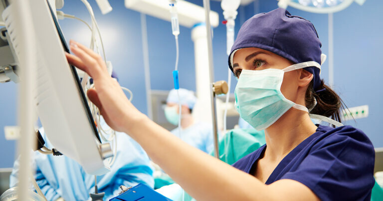 Nurse checking the monitor